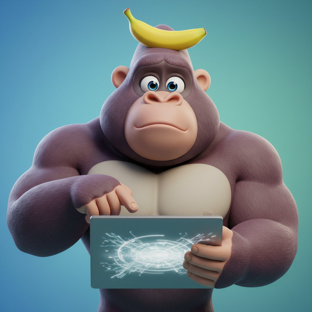 A vibrant and dynamic illustration of a gorilla character co